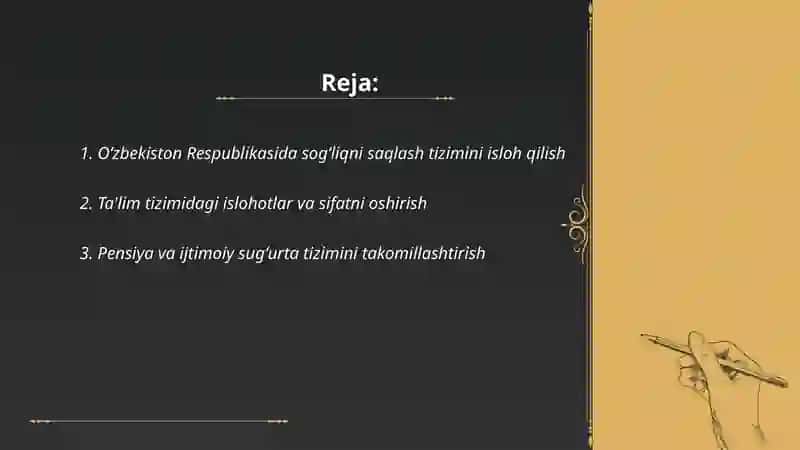 Ózbekiston Respublikasida ijtimoiy sohadagi islohotlar 2