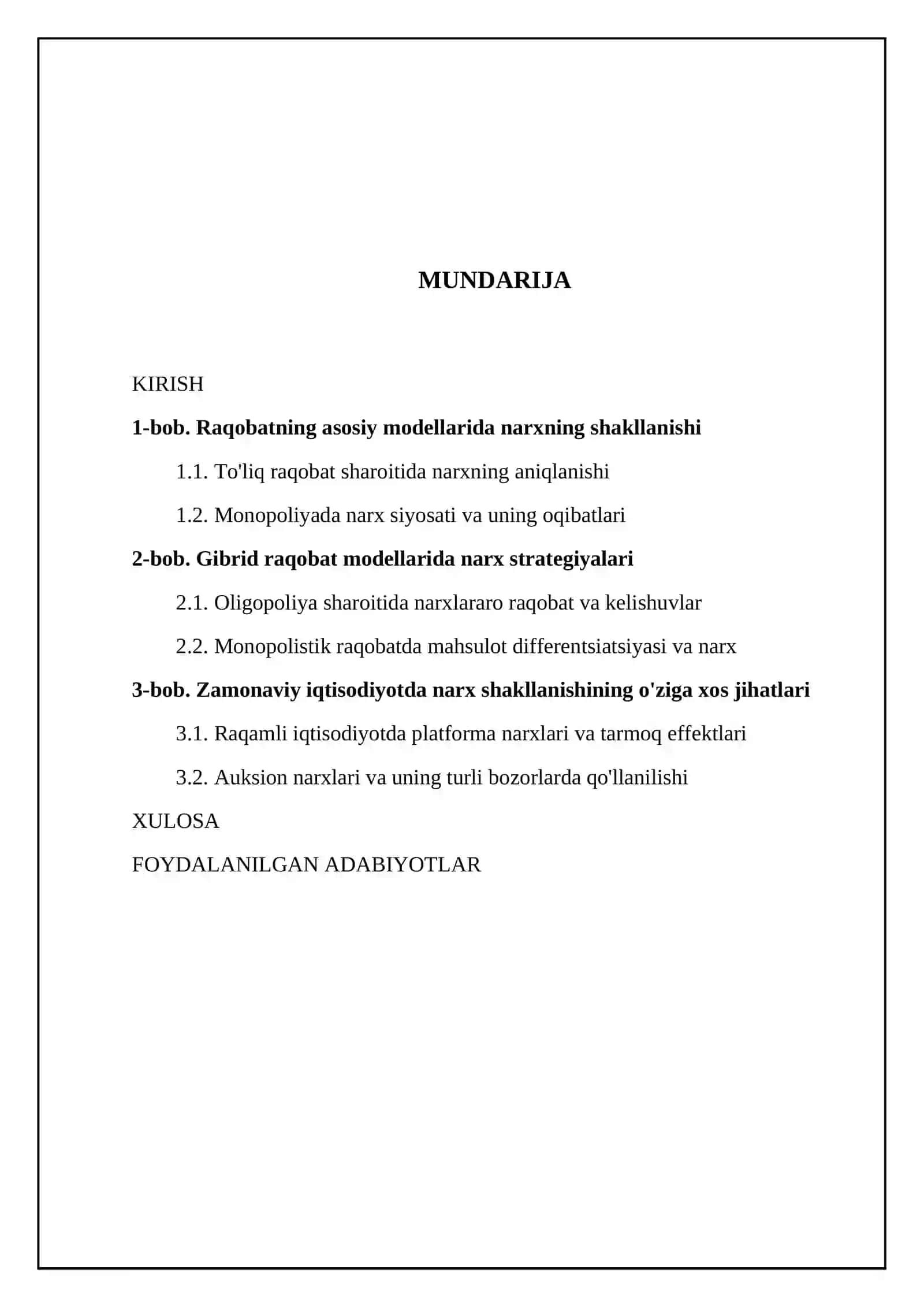 Raqobatning turli modellarida narxning shakllanish xususiyatlari 2