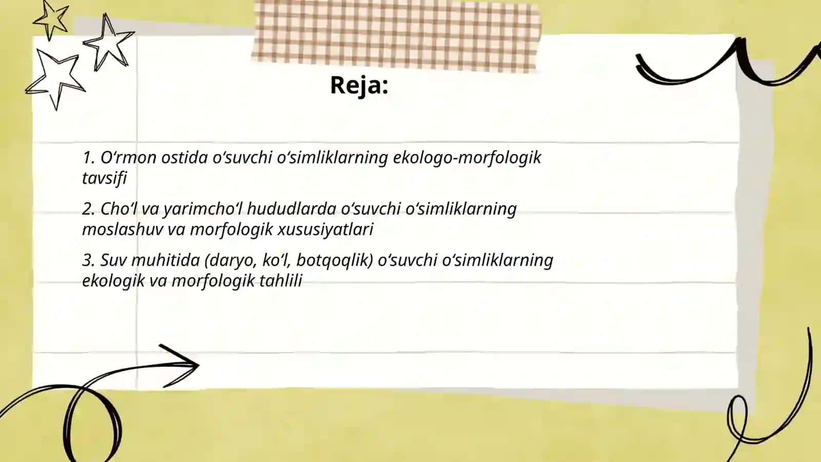 Turli joylarda oʻsuvchi oʻsimliklarni ekologo-morfologik tavsiflash 2