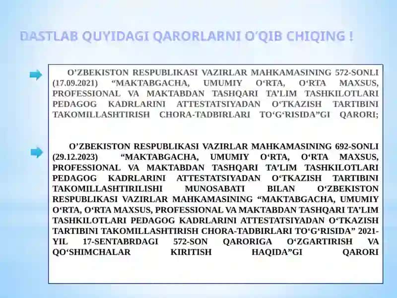 MAKTABGACHADA PEDAGOG KADRLARNI ATTESTATSIYADAN O‘TKAZISH CHORA-TADBIRLARI 2