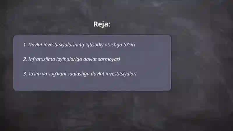 Davlat investitsiyasi - iqtisodiy oʻsish kafolati 2