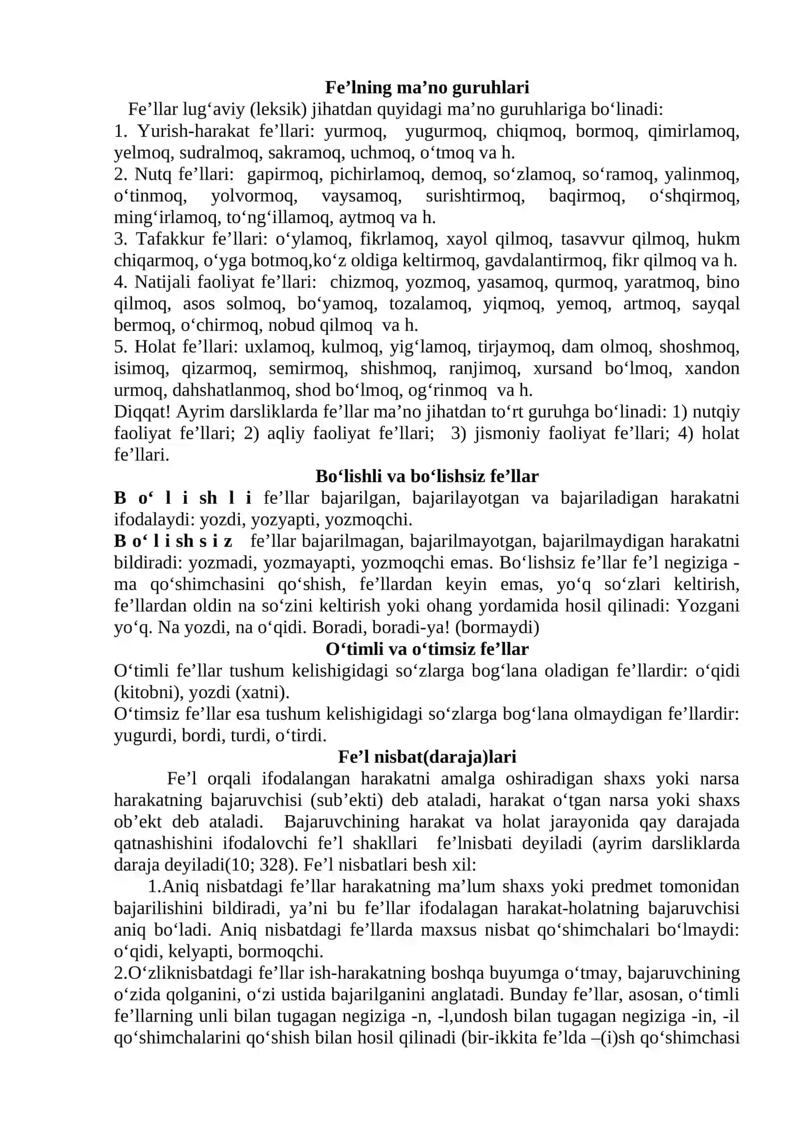 Fe’lning ta’rifi va leksik-grammatik xususiyatlari 2