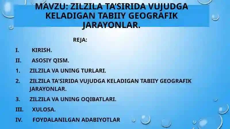 Zilzila ta’sirida vujudga Keladigan tabiiy geografik jarayonlar 2