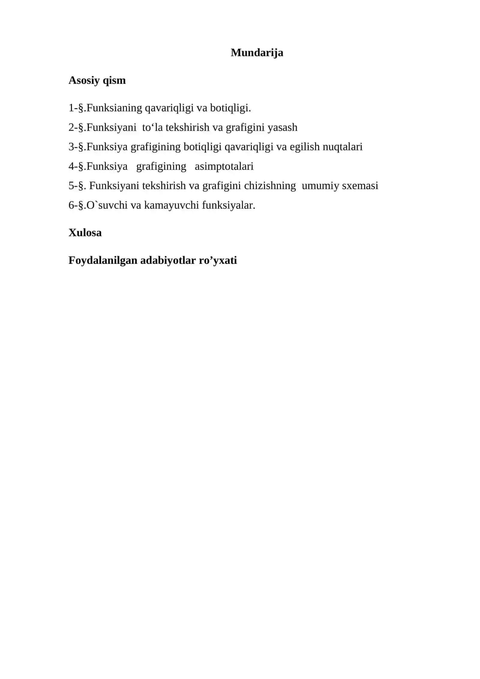 Funksiya grafiklarini yasash va to’la tekshirish 2