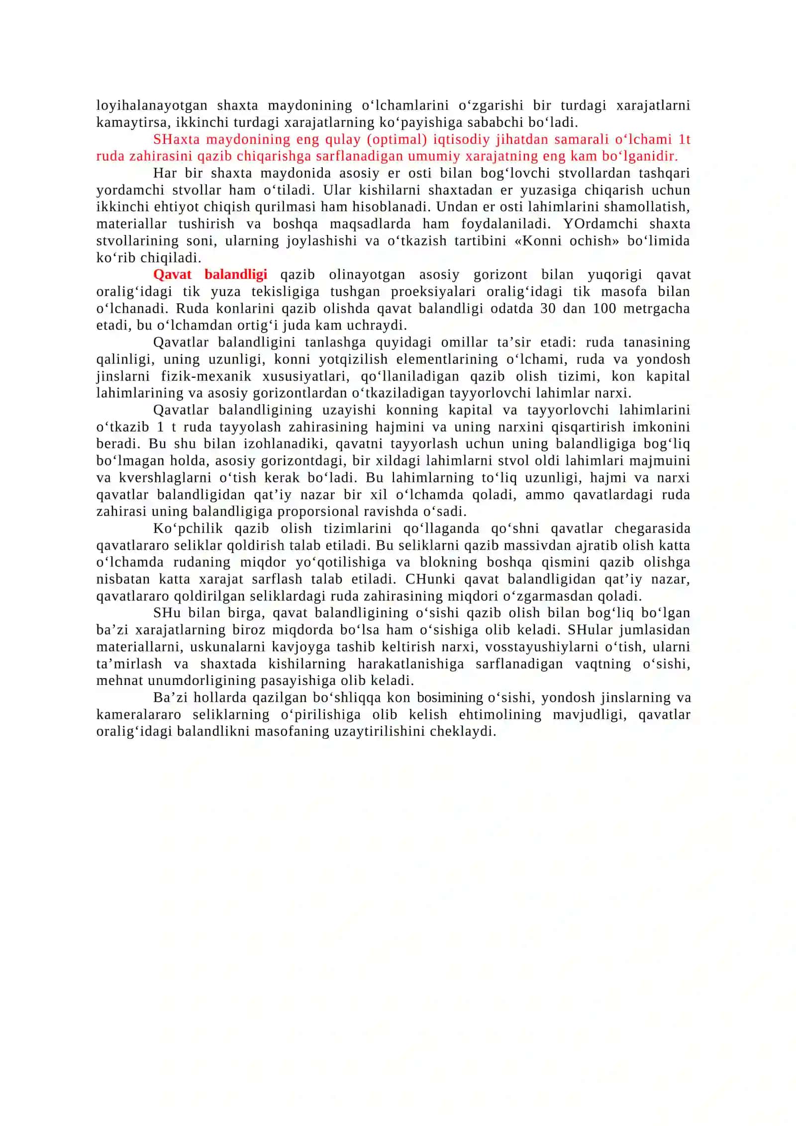 Konchilik korxonasi, rudnik, shaxta, shaxta maydoni, qavatlar 2