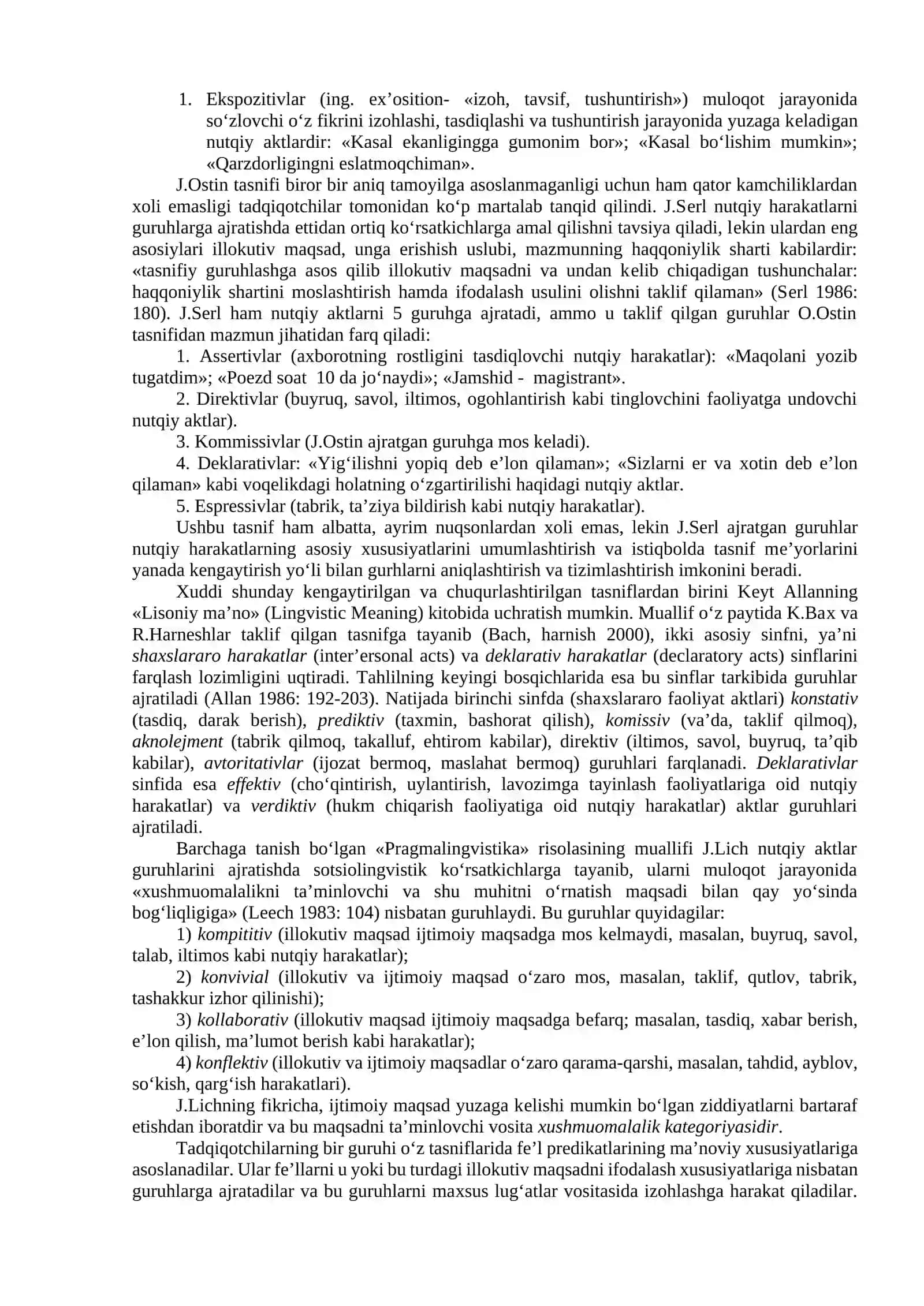 Nutqiy aktlar tasnifi 2