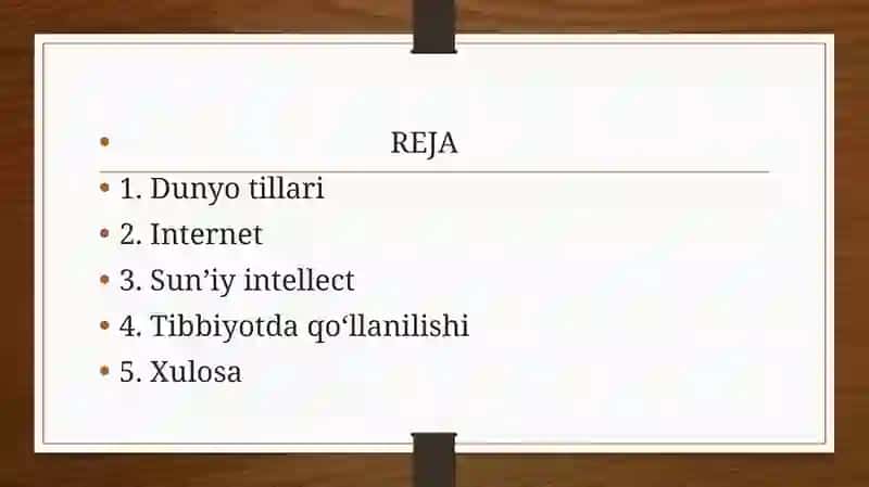 DUNYO   TILLARI  XUSUSIDA   QIZIQARLI   MA ‘LUMOTLAR  .   INTERNET,   SUN ‘ IY  INTELEKT   TIBBIYOT  SOHASIDA. 2