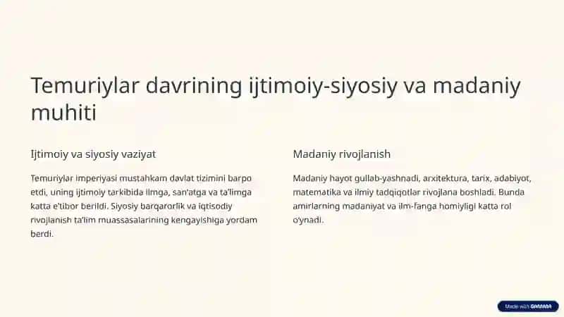 Temuriylar davrida taʼlim va tarbiya va pedagogik gʻoyalar taraqqiyoti 2