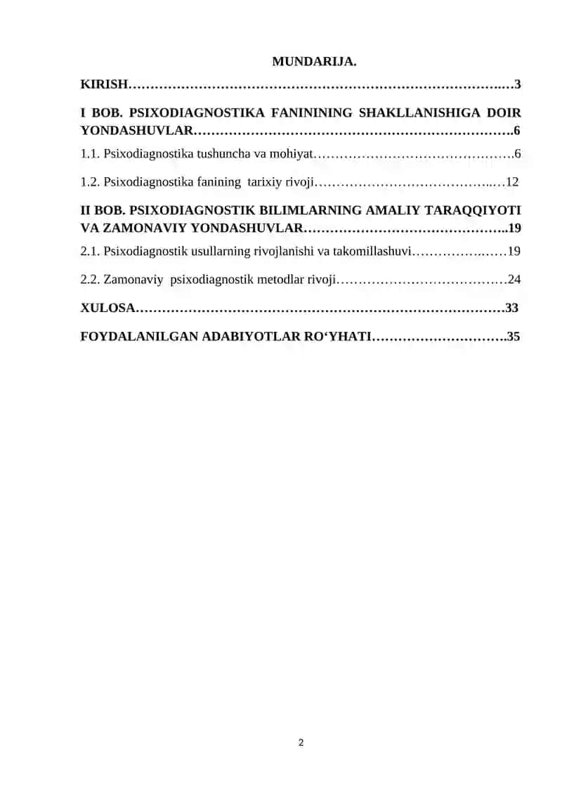 Psixodiagnostikaga oid bilimlar taraqqiyoti 2