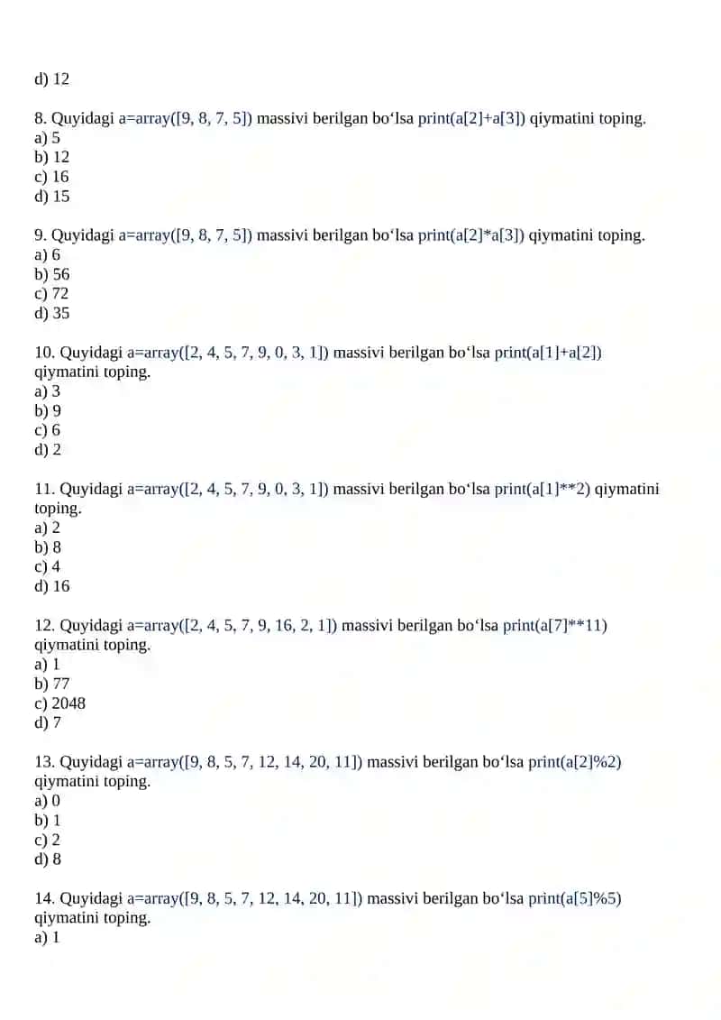 Dasturlash texnologiyalari (VI semestr) 2