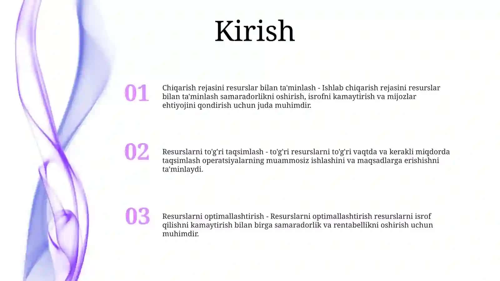 Ishlab Chiqarish Rejasining ResurslarBilanTaminlanganligi 2