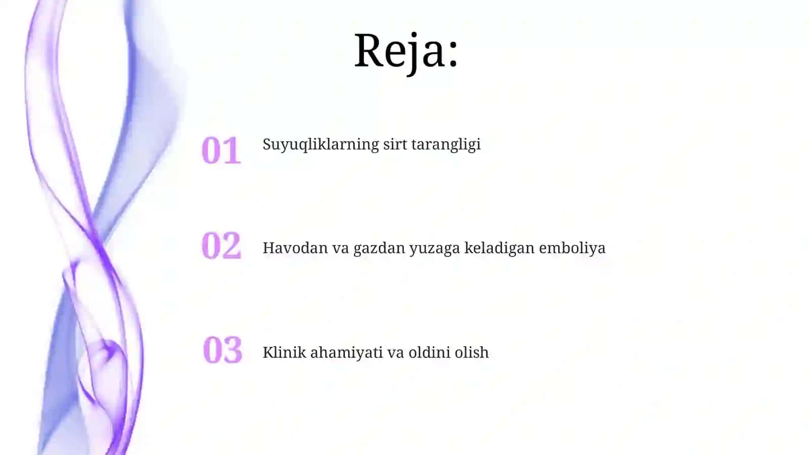 Suyuqliklarning sirttarangligi.Havovagazemboliyasi 2