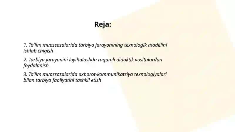 Ta'lim muassasalarida tarbiya jarayoniga texnologik yondashuv va uni loyihalash 2