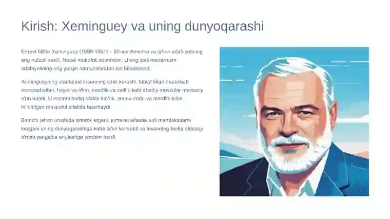 Ernest Xeminguey ijodida inson va borliq muammosi talqini 2 2