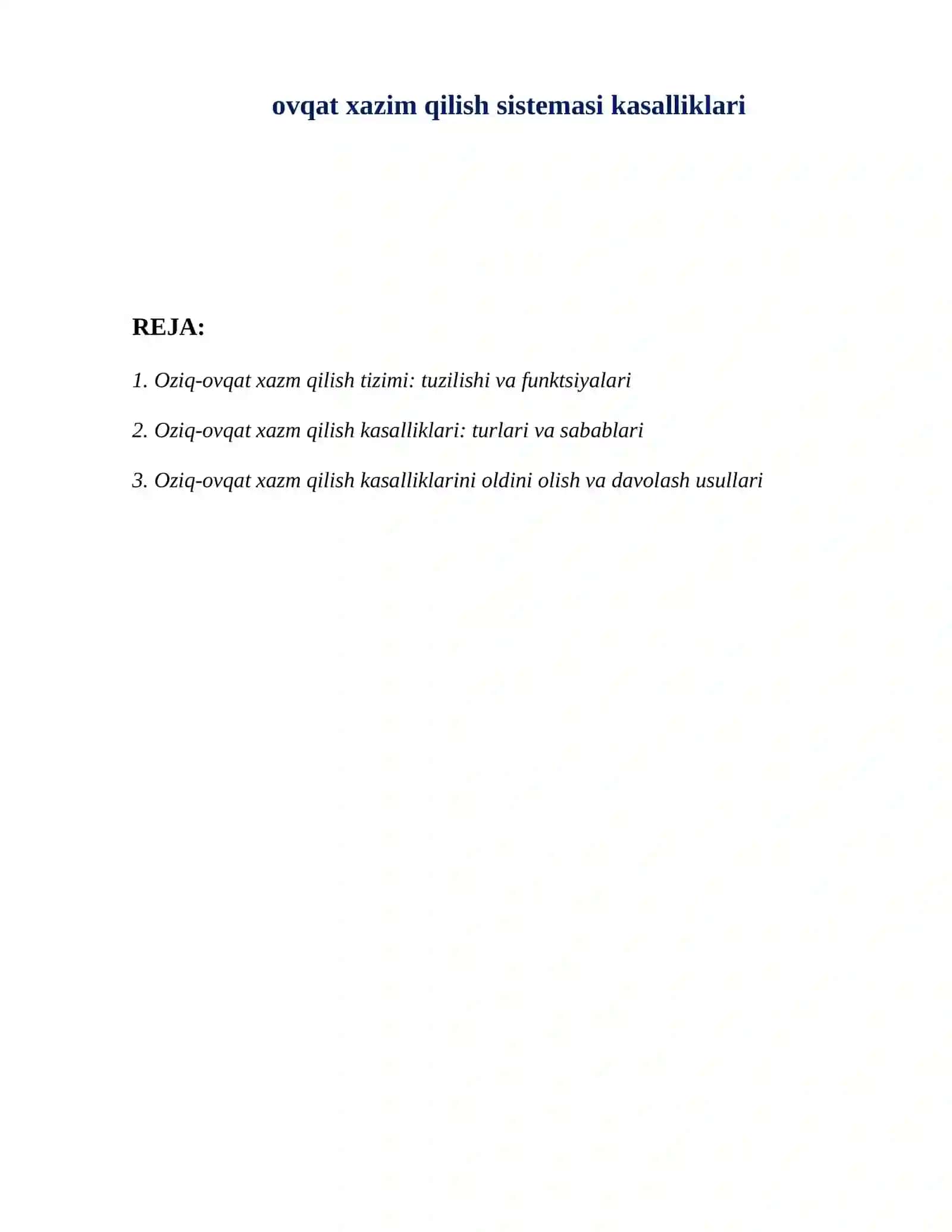 ovqat xazim qilish sistemasi kasalliklari 2