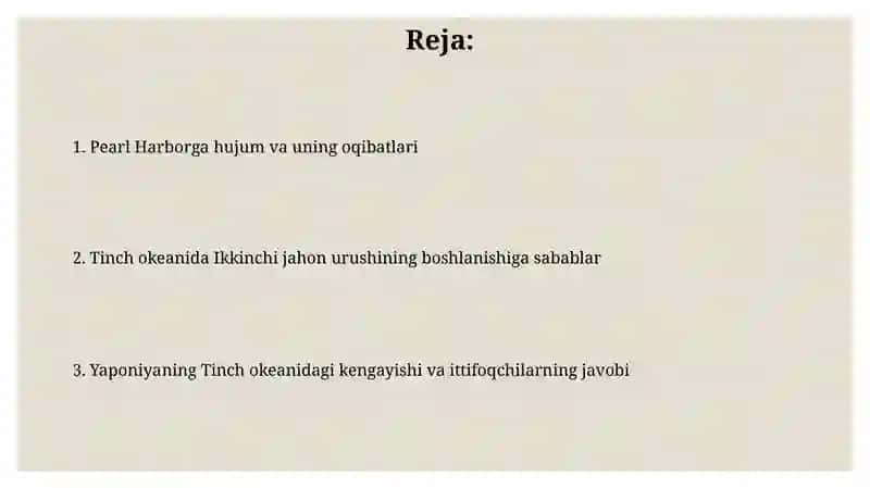 Tinch okeanida ikkinchi jahon urushini boshlanishi 2