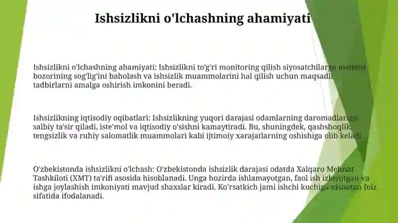 IshsizlikDarajasining OʻLchanishi. IshsizlikningIqtisodiyOqibatlari 2