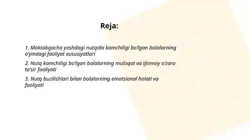 Maktabgacha yoshdagi nutqida kamchiligi bolgan bolalarning faoliyat xususiyatlari 2