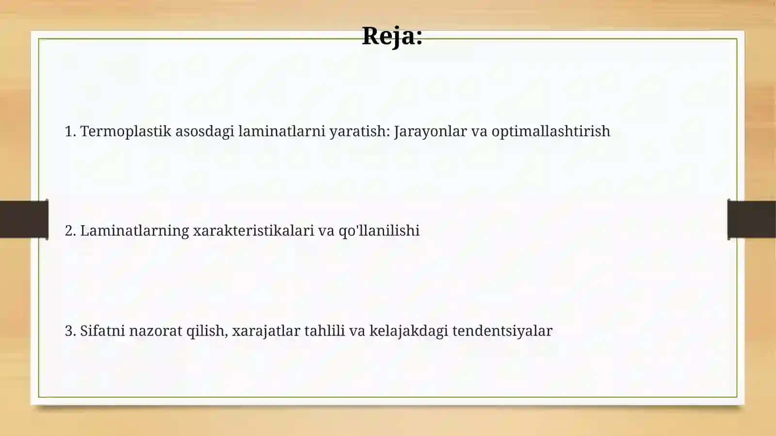 Termoplastlar asosida qatlamli materiallar shakllantirishni namoyish etish 2