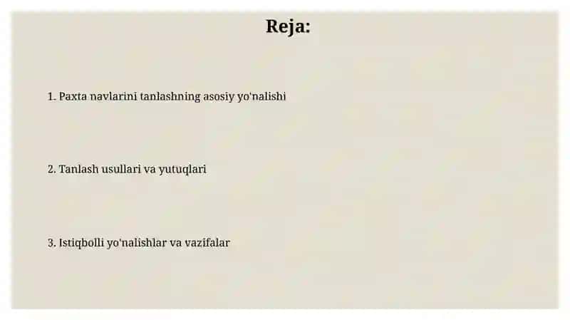 Don navi seleksiyasining asosiy yo'nalishi 2