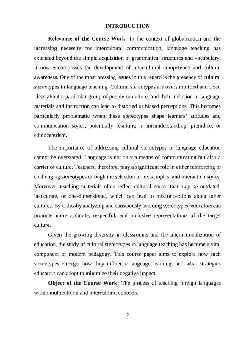 The notion of cultural stereotypes in language teaching 2