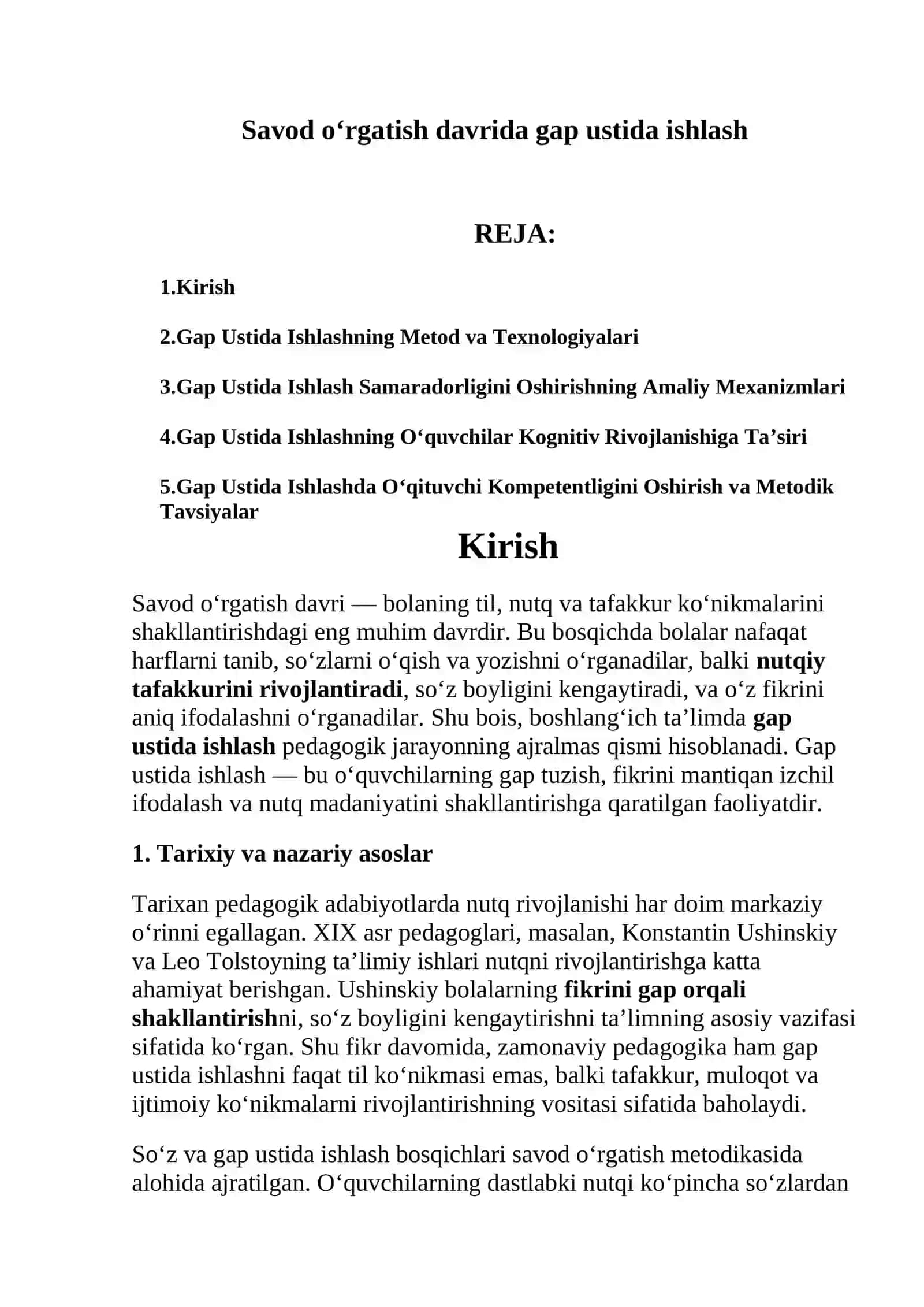Savod o‘rgatish davrida gap ustida ishlash 2