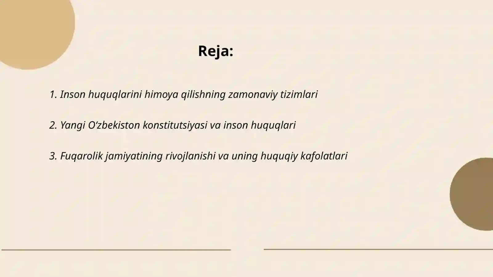 Yangi Oʼzbekistonda inson haq - huquqlari va erkinliklari kafolatining yaratilishi 2