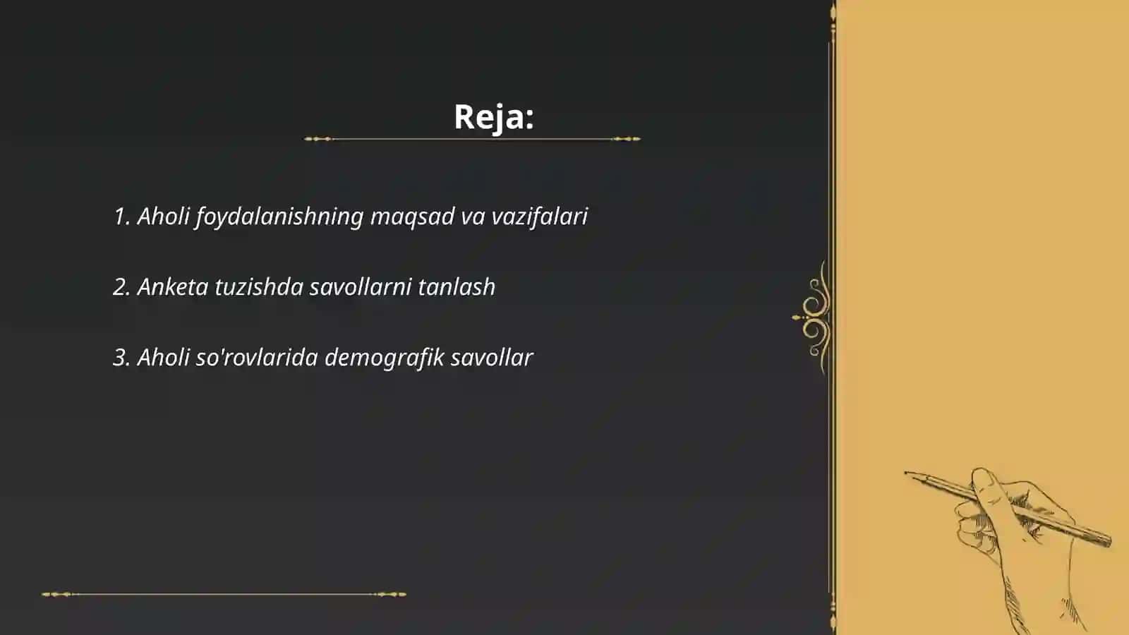 Aholi foydalanishni órganishda anketalar tuzish 2