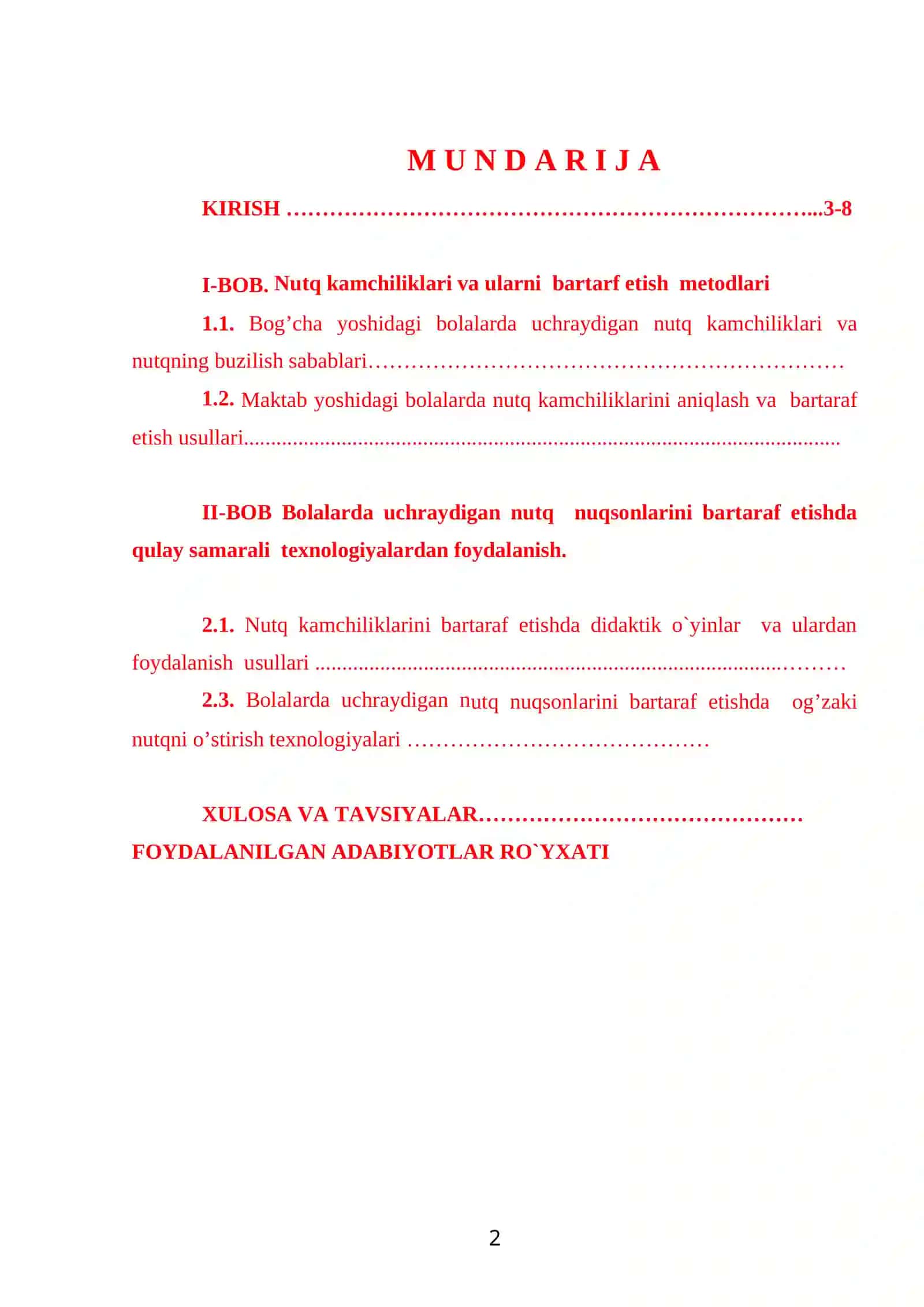 "NUTQ KAMCHILIKLARINI BARTARAF ETISHDA DIFFERENSIALLASHGAN METODLARNI TANLASH USULLARI" 2