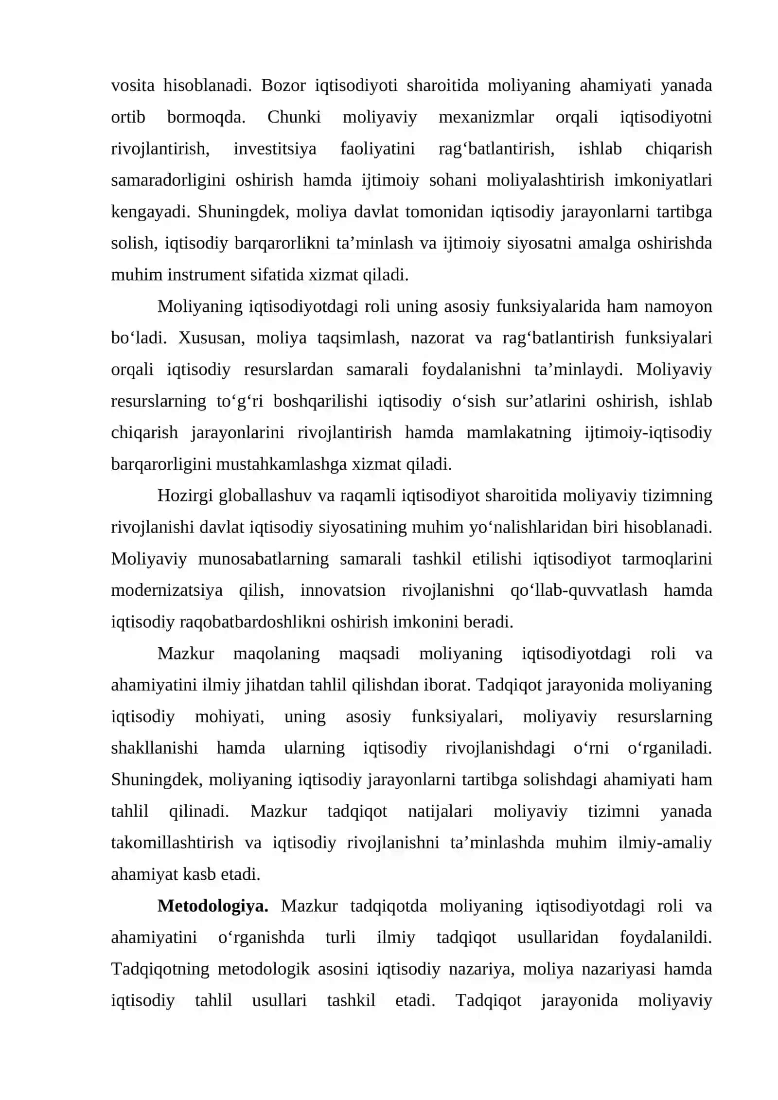 MOLIYANING IQTISODIYOTDAGI ROLI VA AHAMIYATI 2