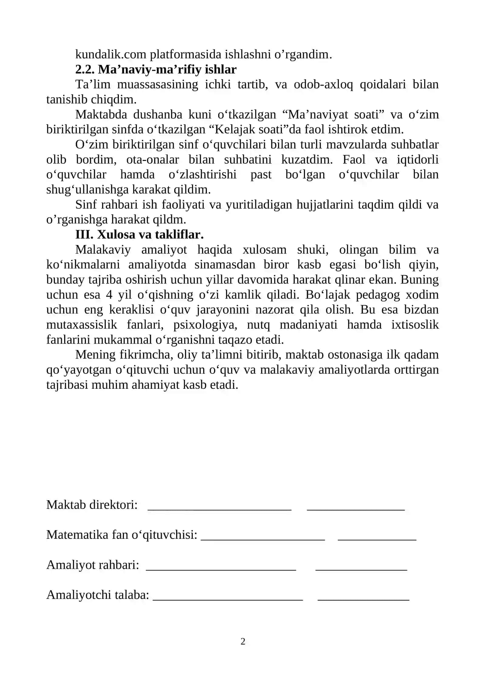AMALIYOT HISOBOTI 2