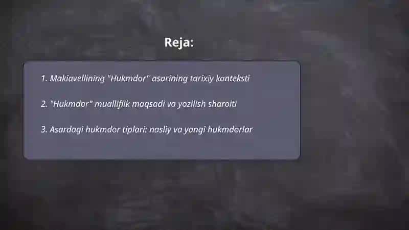 Makiavellining "Hukmdor" asari 2