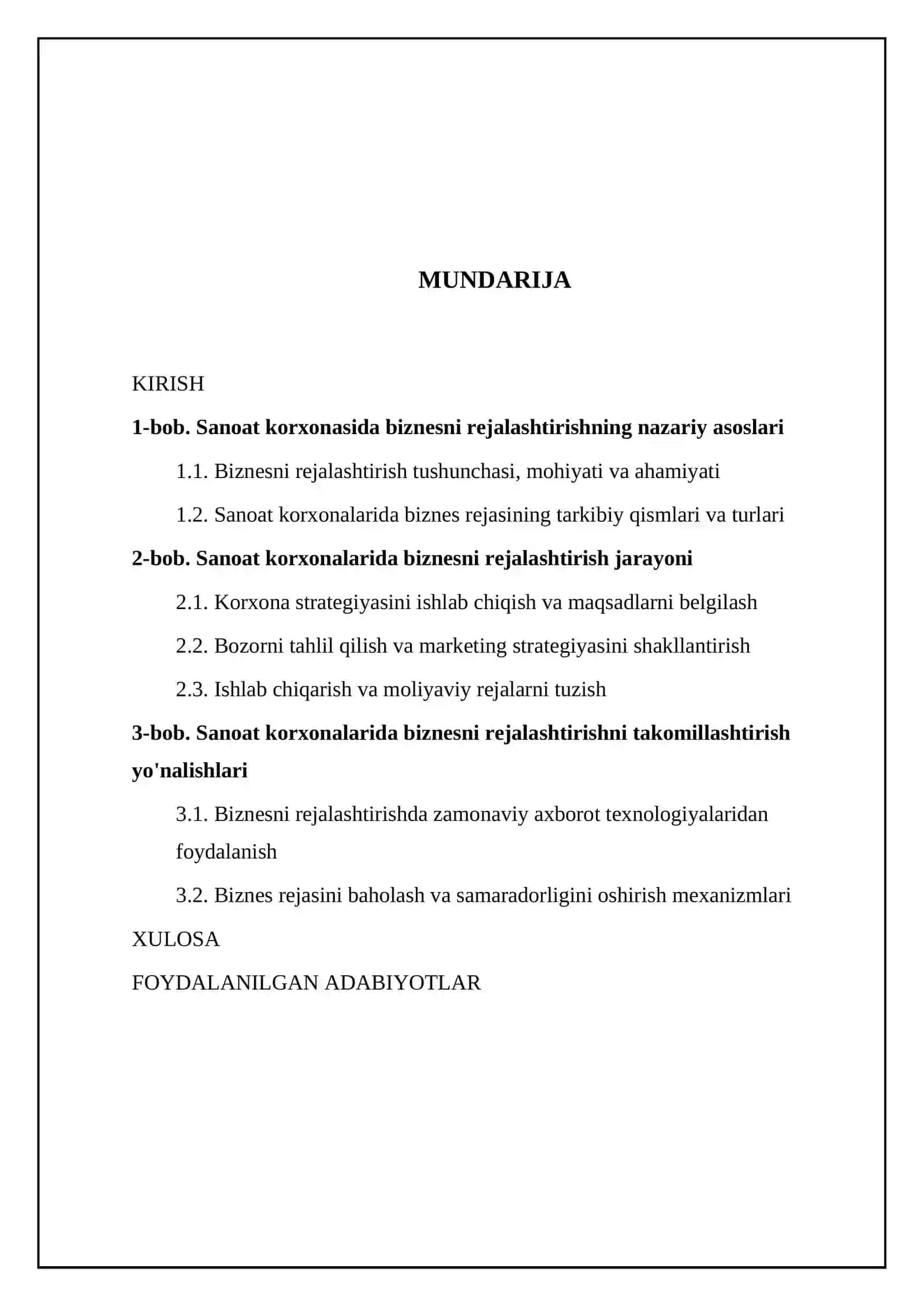 Sanoat korxonalarida biznesni rejalashtirish amaliyoti 2