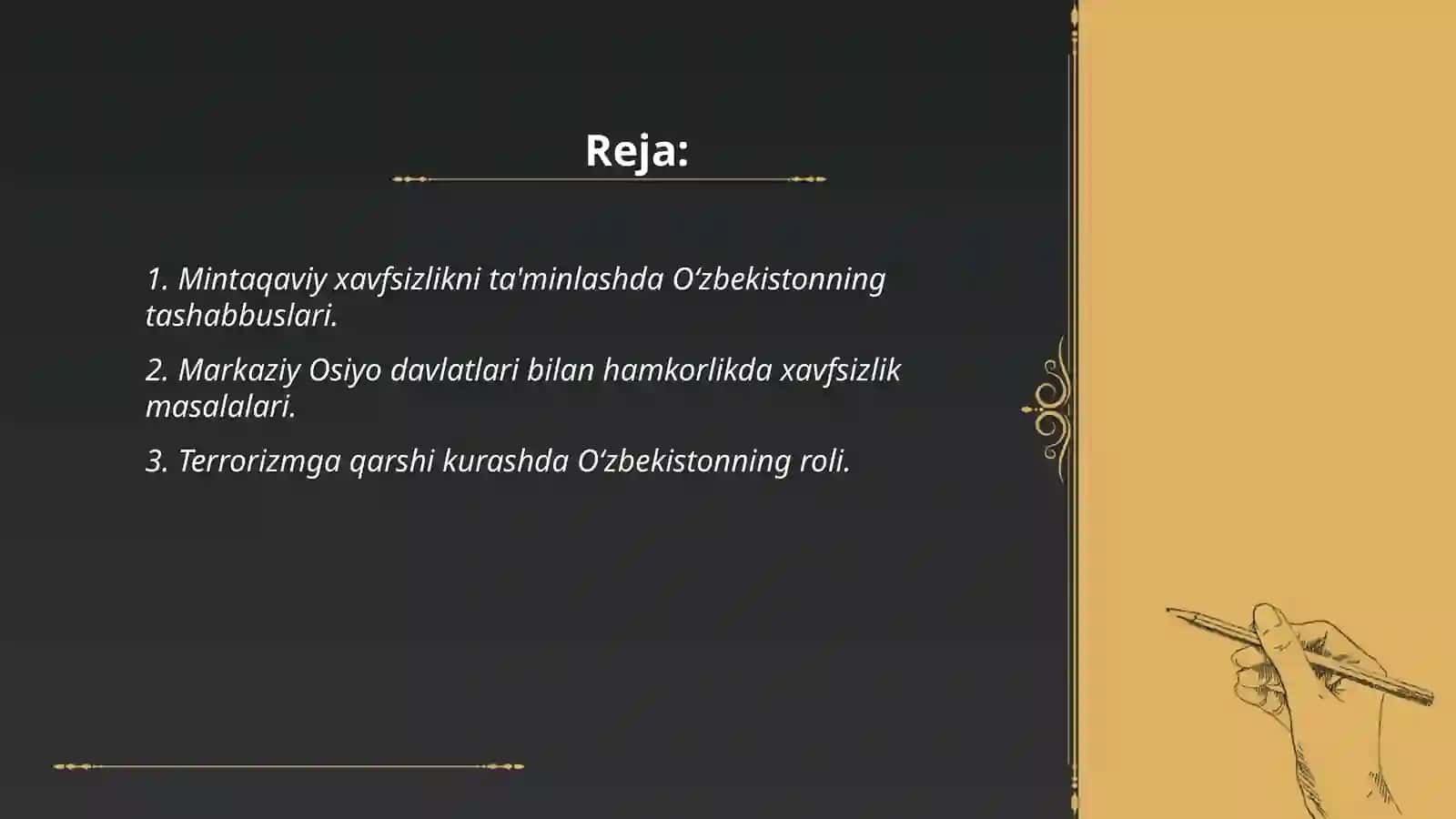 Mintaqaviy xavfsizlikni ta'minlashda O‘zbekistonning tashabbuslari 2