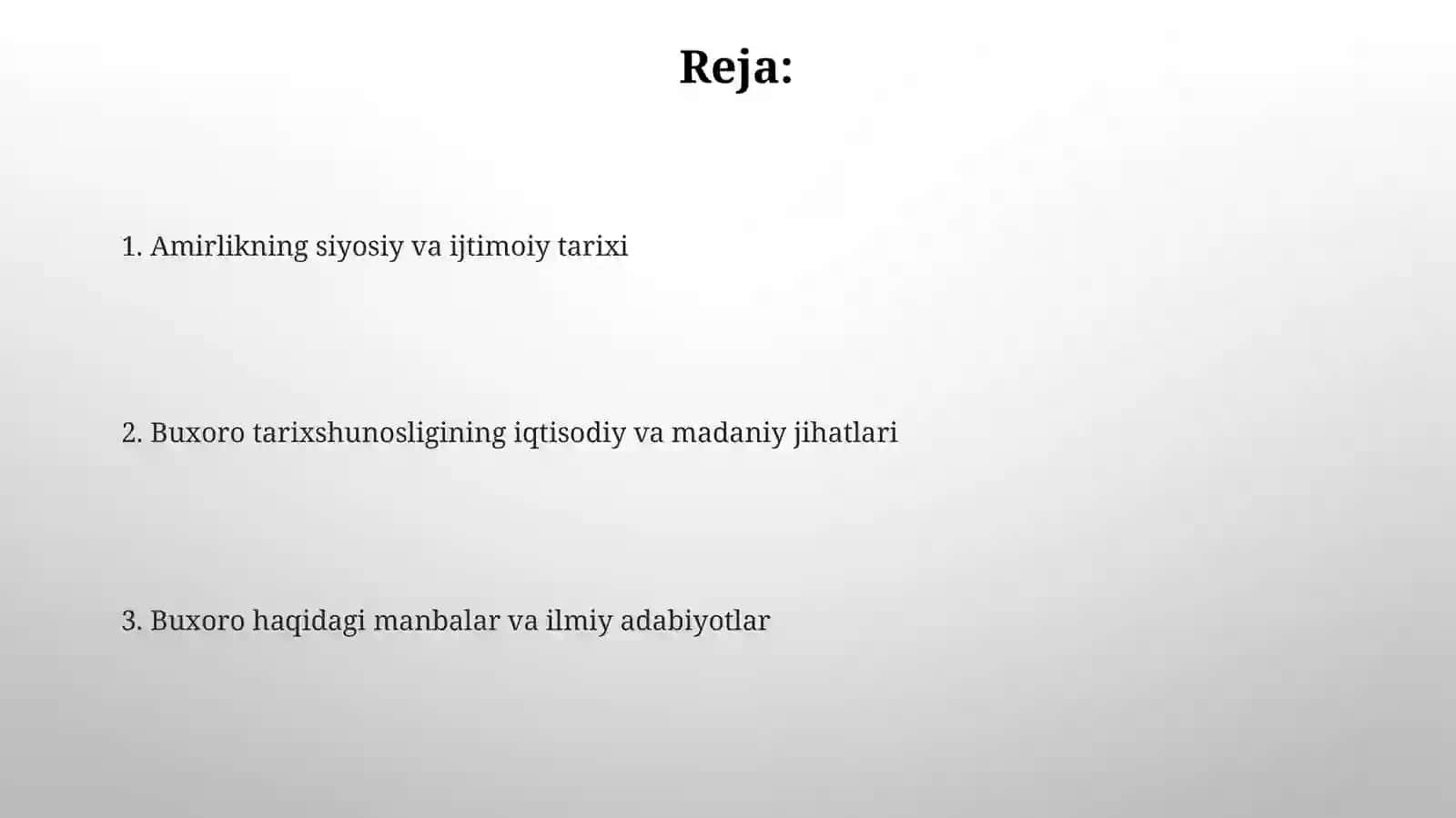Buxoro amirligida davritarixshunosligi 2