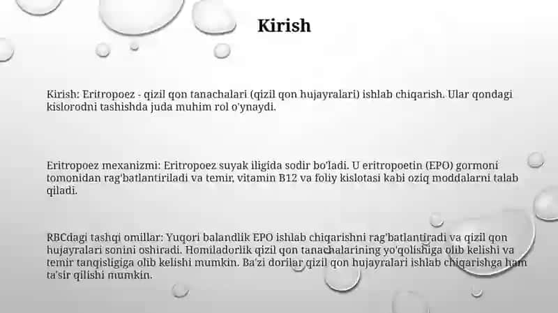 Eritropoez Mexanizimi Va Unga Ta'Sir Etuvchi Omillar 2