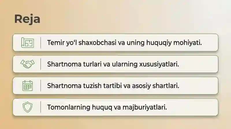 Temir yoʻl shaxobchasini ekspluatatsiyasi shartnomasi loyihasini tuzish 2