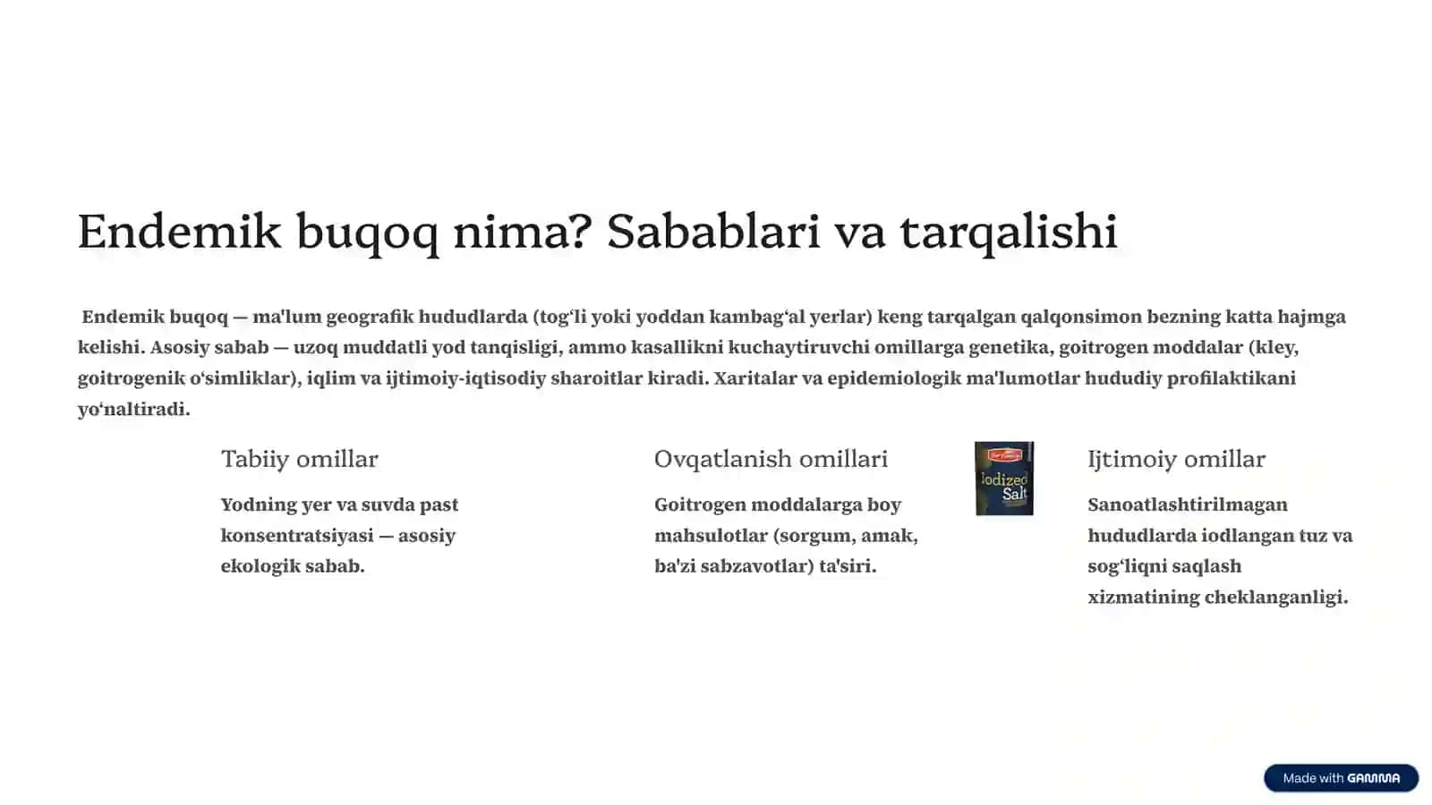 Endemik buqoq va gipotireoz: patogenezi va davolash usullari 2