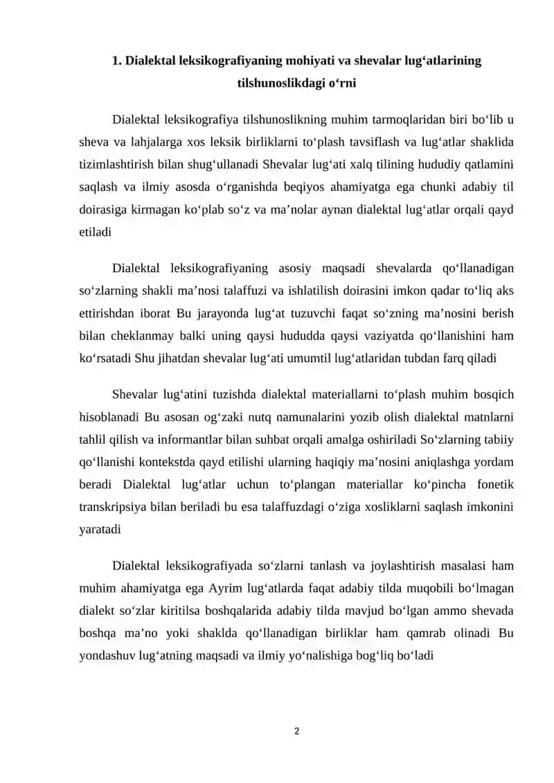 Dialektal leksikografiya.Shevalar lug’ati 2