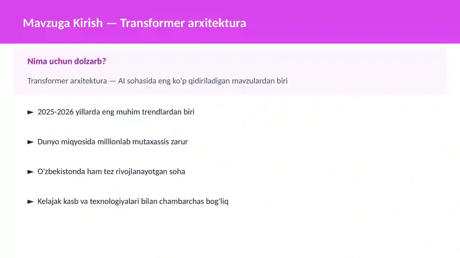 AI | DEEP LEARNING VA NEYRON TARMOQLAR 2