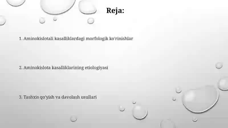 Aminokislotalar almashinuvi buzilishi etiopayogenezi morfologiyasi 2