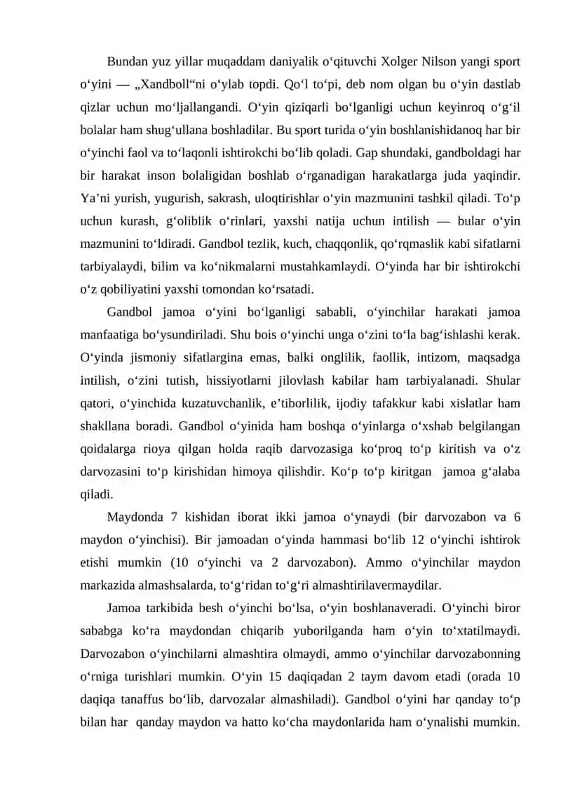 Gandbol o'yin texnikasi va taktikasi 2