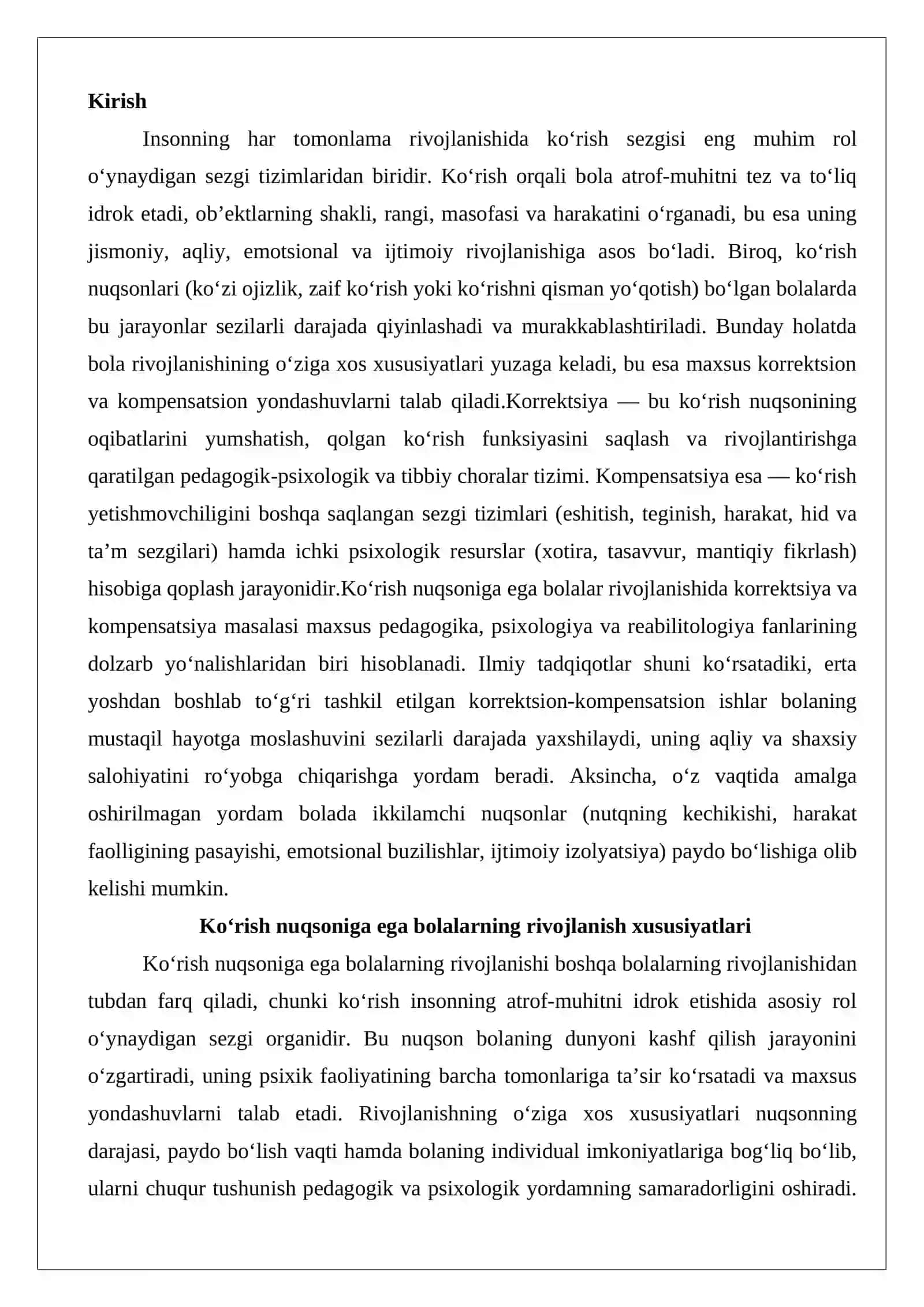 Ko‘rish nuqsoniga ega bolalar rivojlanishida korrektsiya va kompensatsiya 2