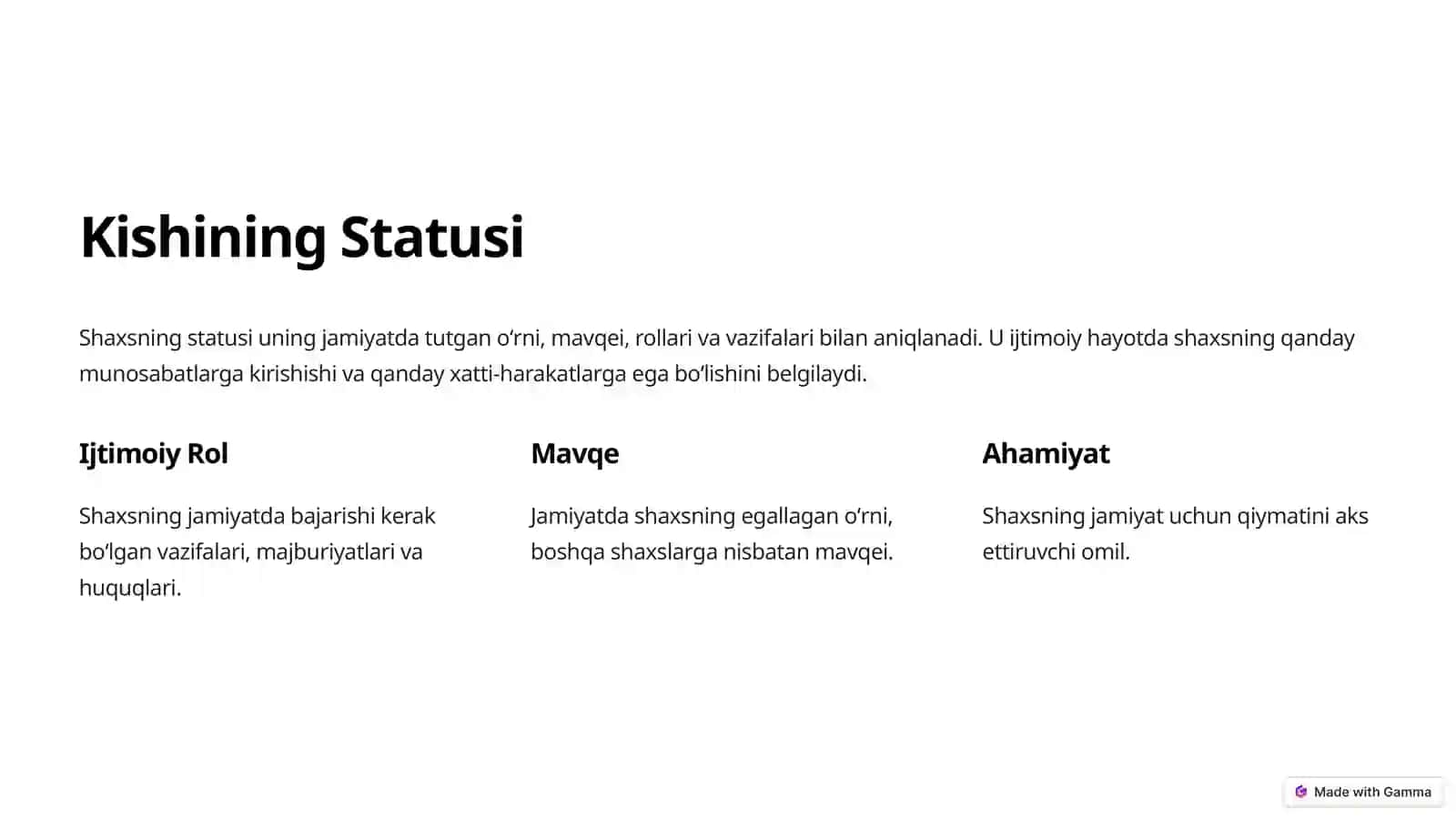 Sotsial Status Toʻgʻrisida 2