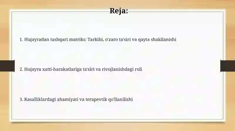 Hujayralar va hujayradan tashqari matriks: Aloqa asoslari 2