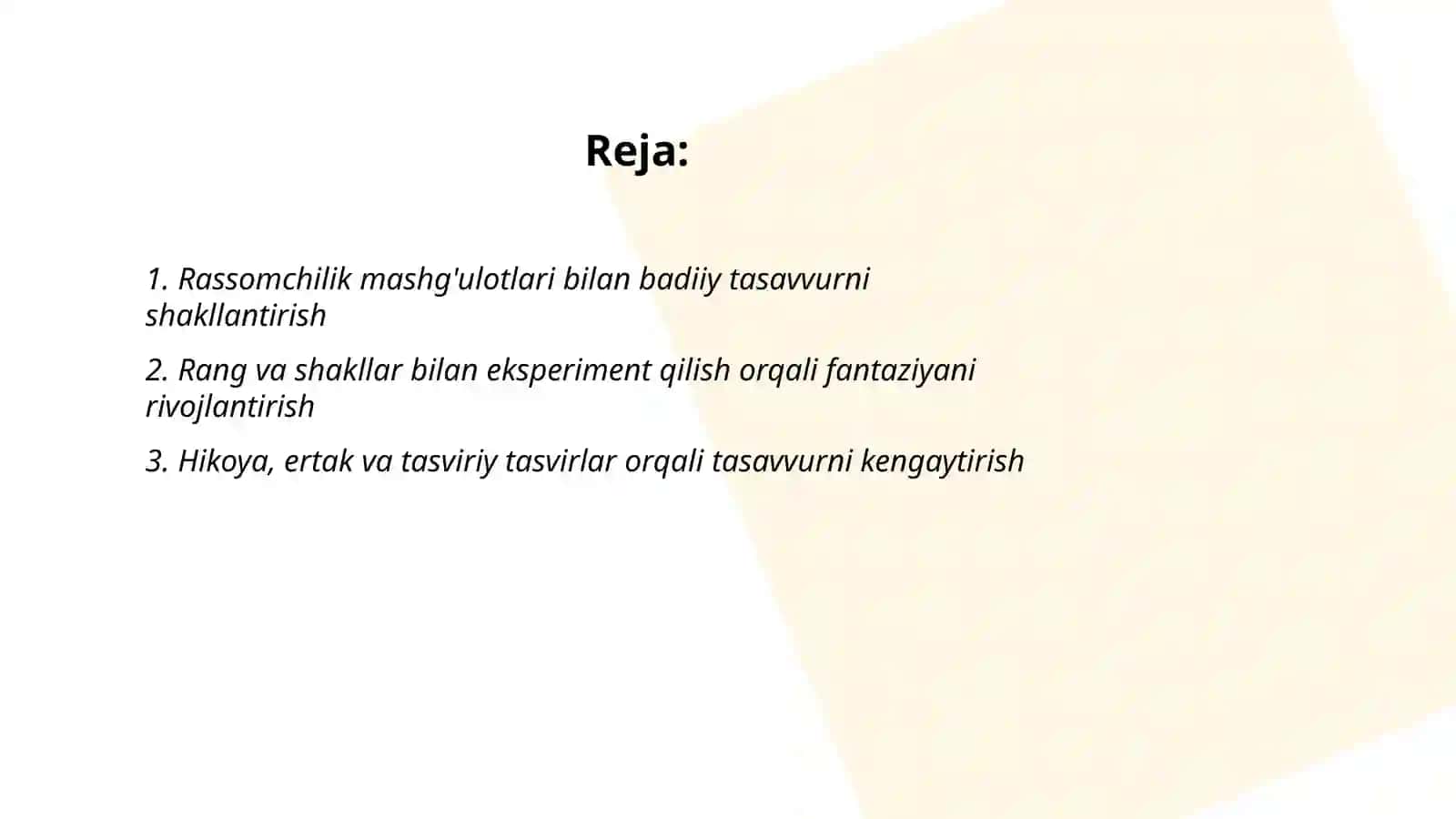 Ilk va maktabgachayoshgacha bo`lgan bolalarning dunyoni badiiy tasavvur etishga o`rgatish yo`llari 2