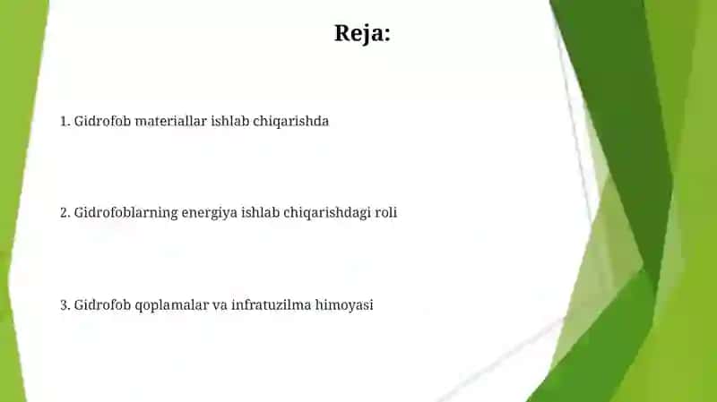 Gidrofob effekt hosil qiluvchi moddalarning xalq xoʻjaligida ahamiyati 2