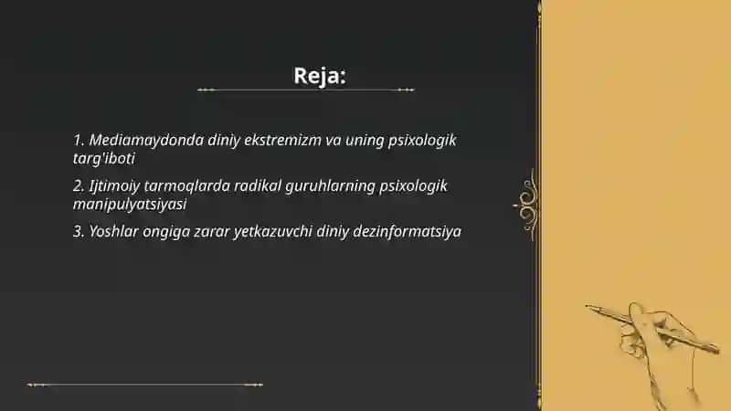 Mediamaydonda psixalogik, diniy va madaniy taxdidlar 2