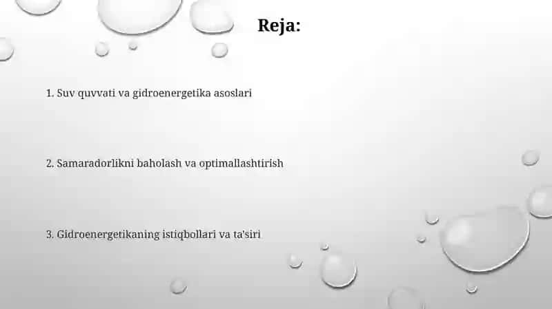 To‘g‘onlardagi suv quvvatini hisoblash va gidroenergetika samaradorlik 2