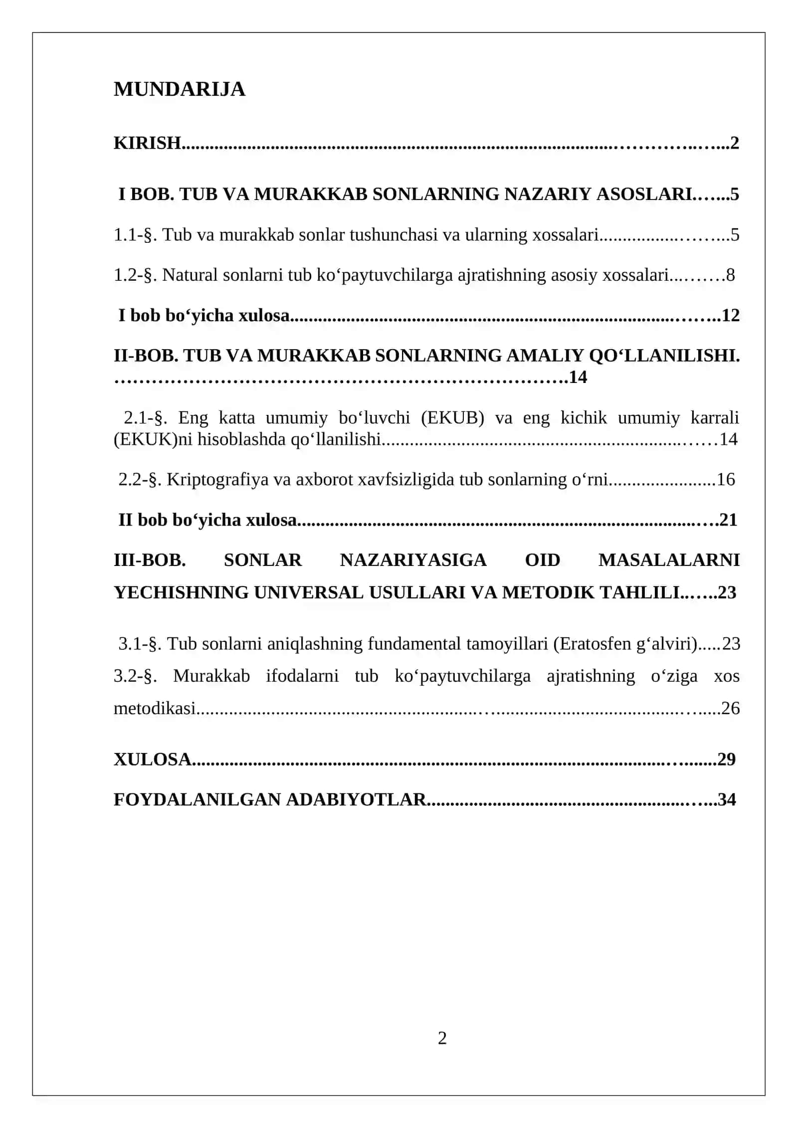 TUB VA MURAKKAB SONLAR 2